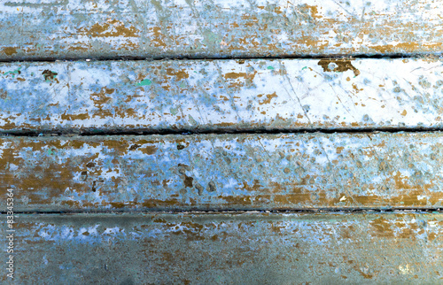 Rusty steel wall blue retro tone