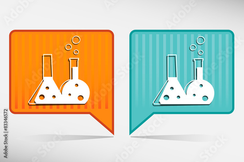 Flask with chemical reagent - yellow and blue map pointer