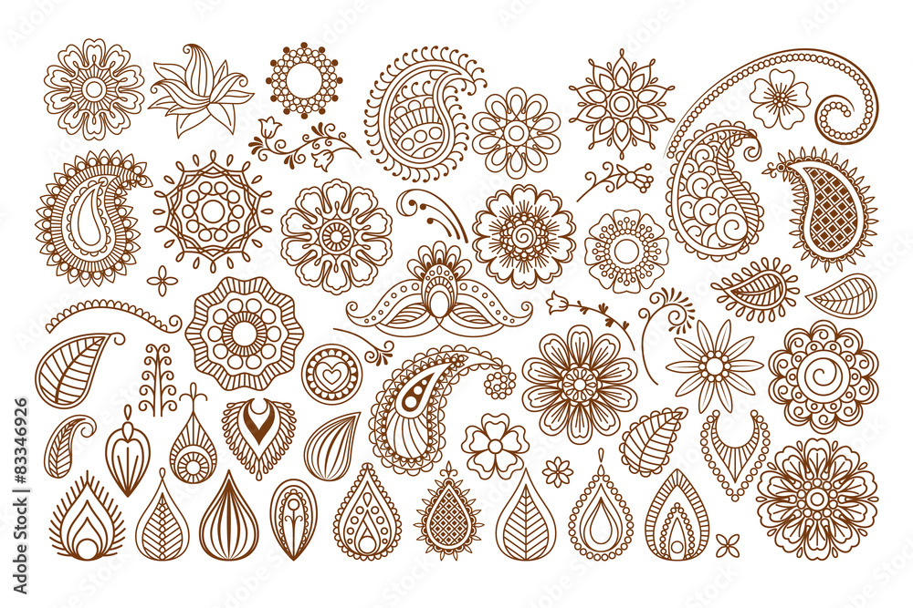 Henna tattoo doodle elements