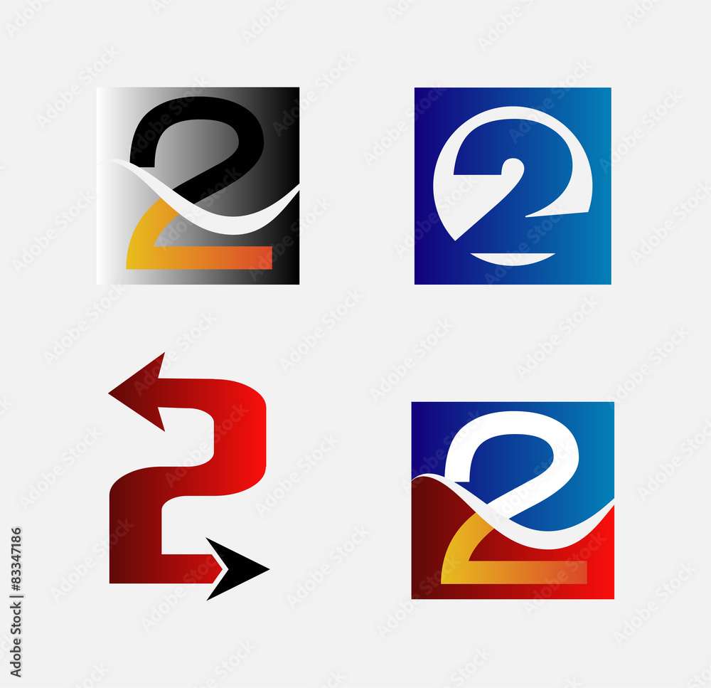 Abstract icons for number 2 logo set vector
Abstract icons for number 2 logo set vector