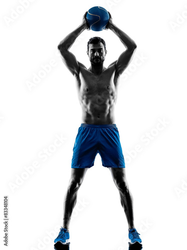 man exercising fitness weights exercises silhouette © snaptitude