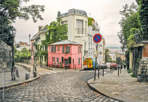 Old streets in Montmartre, Paris, France photo