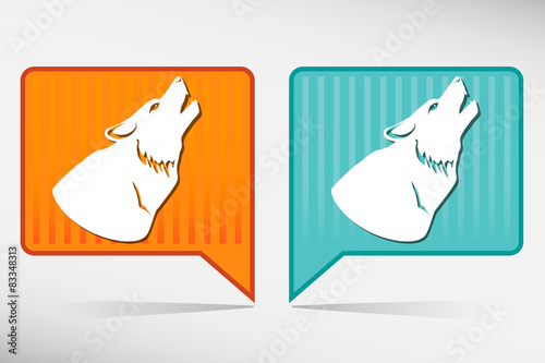 Wolf howling at the moon orange and blue pointer