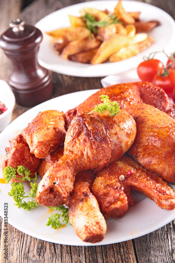 grilled chicken and french fries