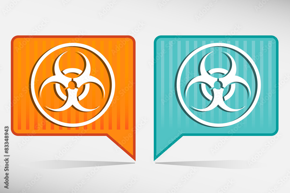 Warning symbol biohazard orange and blue pointer Warning symbol biohazard orange and blue pointer