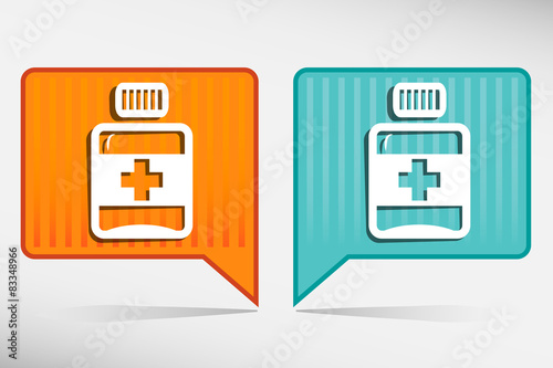 Pills, medication orange and blue pointer
