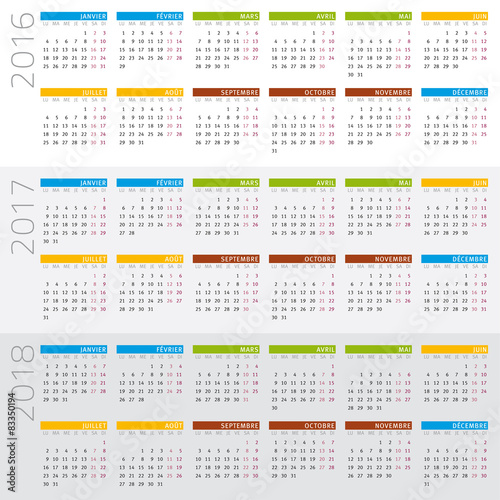 français calendrier 2016 - 2018