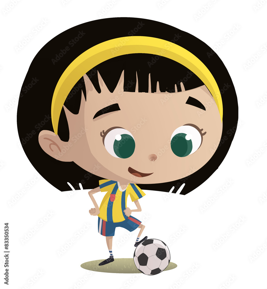 niña futbolista con pelota Stock Illustration | Adobe Stock
