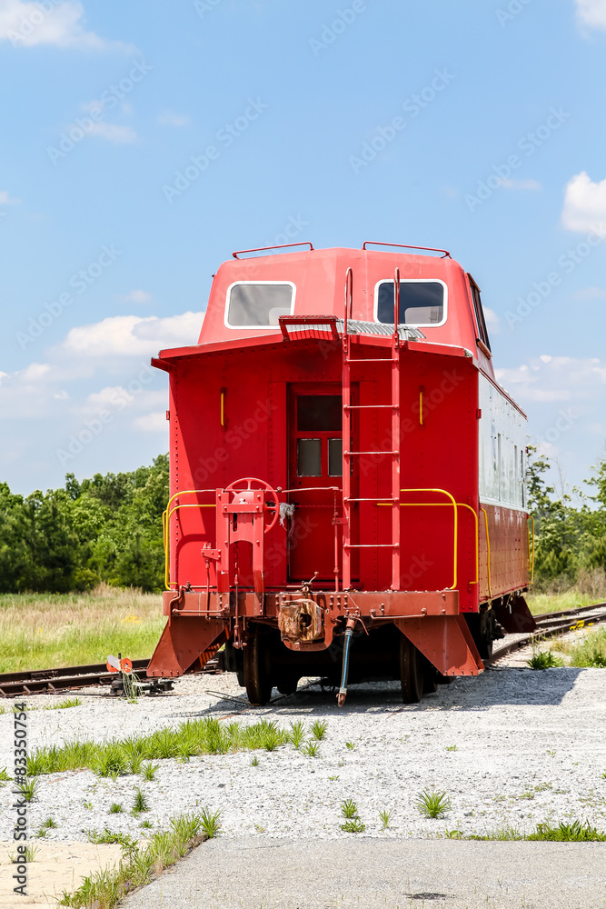 Red Caboose Under Blue Sky Red Caboose Under Blue Sky