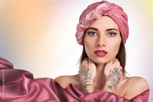 Canvas Print beautiful stylish woman in oriental style in turban