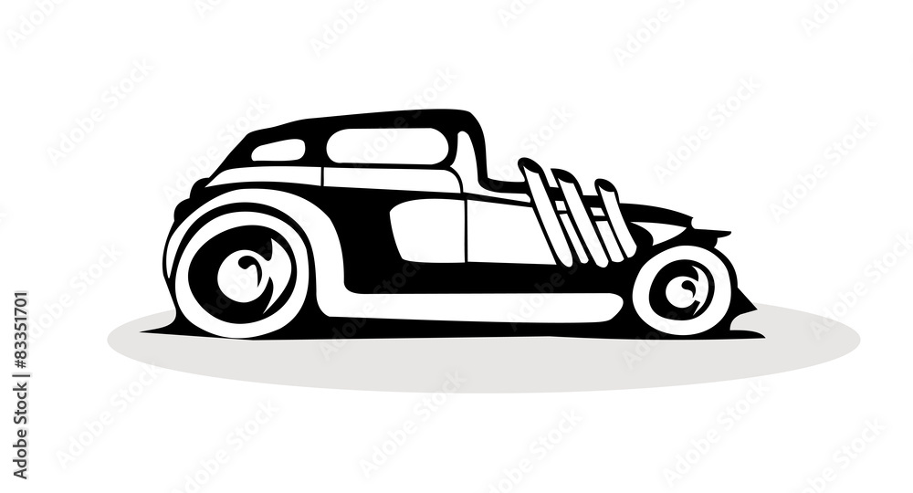 black retro car logo on a white background