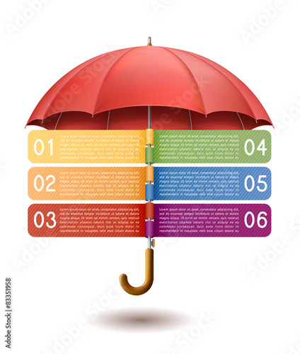 Modern infographics option banner, with red umbrella.