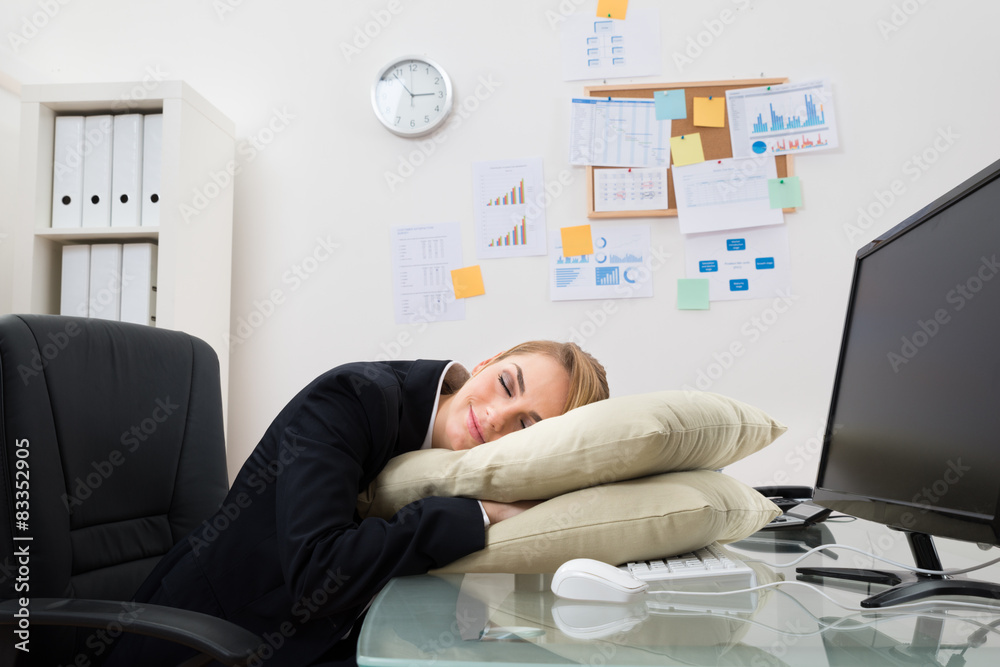 Businesswoman Sleeping In Office Businesswoman Sleeping In Office