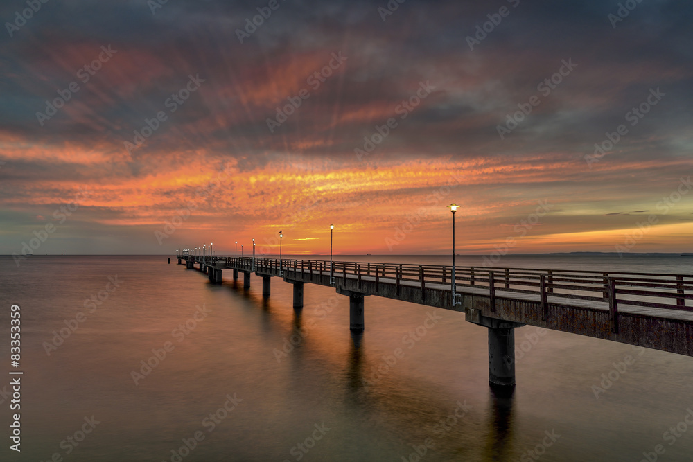 Pier before dawn, Baltic Sea, Ahlbeck Heringsdorf Germany