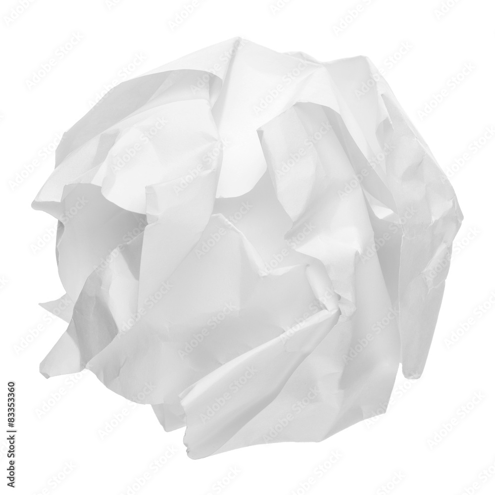 Naklejka premium crumpled paper ball isolated on white background