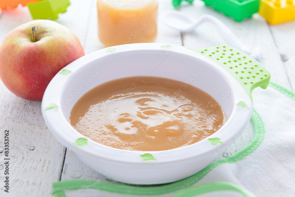 Apple puree for baby nutrition and fresh apple Apple puree for baby nutrition and fresh apple