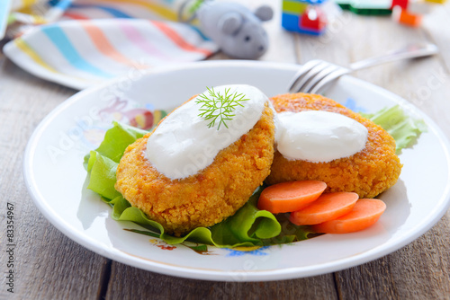 Cutlet from carrots - child food