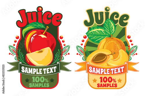 set of templates for labels of juice from the fruit
