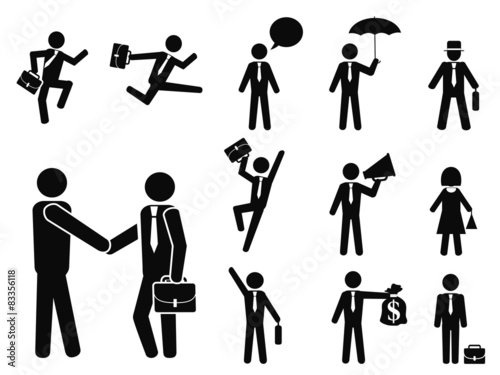 businessman pictogram icons set