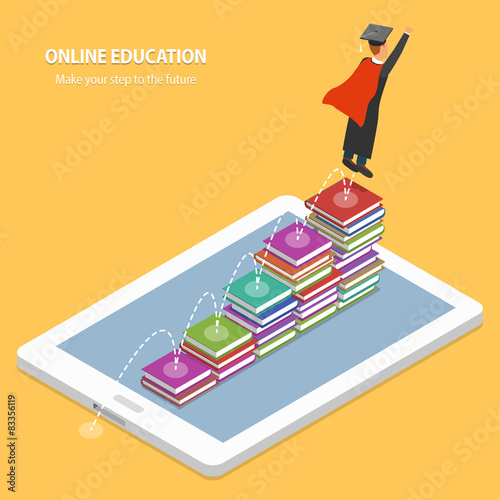 Online Education Flat Isometric Concept.
