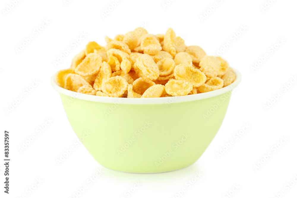 Bowl of cornflakes isolated on white Bowl of cornflakes isolated on white