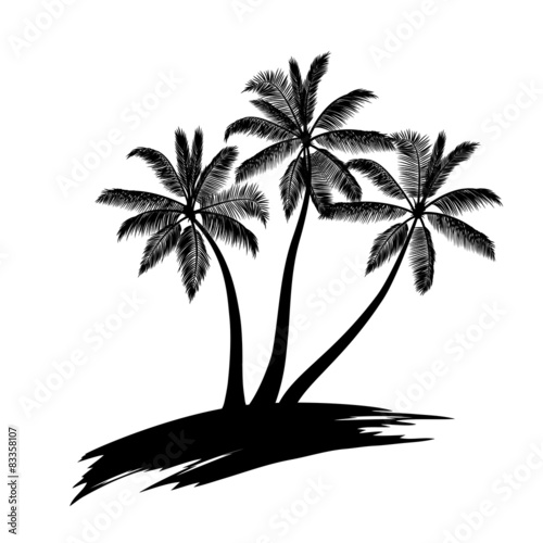 Palm trees on art island isolated