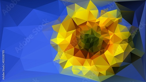 Fototapeta Naklejka Na Ścianę i Meble -  Low poly sunflower in geometric style, triangular modern design