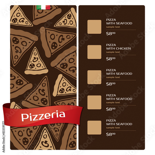 Menu design for pizzeria