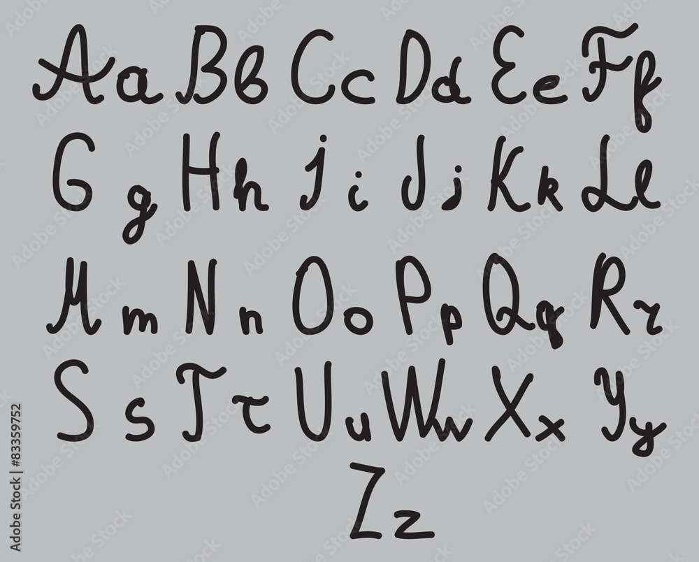 English alphabet. Rough handwriting font English alphabet. Rough handwriting font