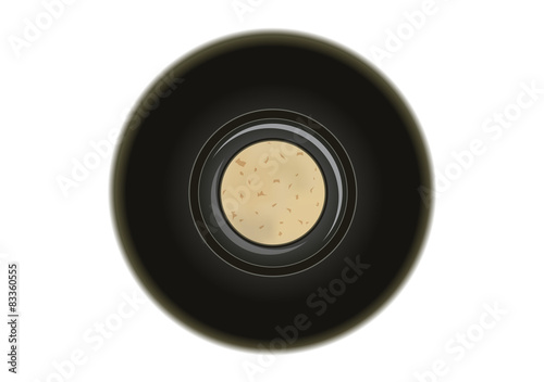 Bouteille de vin vue du dessus