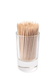 Glass shot filled with the toothpicks isolated