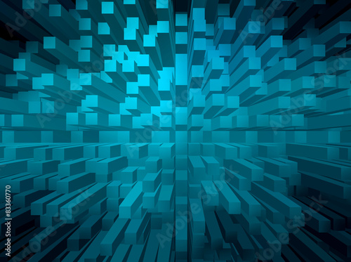 Photography Blue abstract background with 3d pyramid extrude