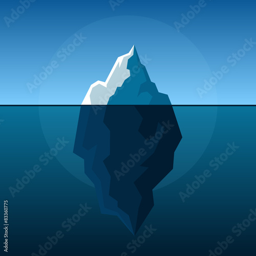 White Iceberg on Blue Atlantic Background Vector