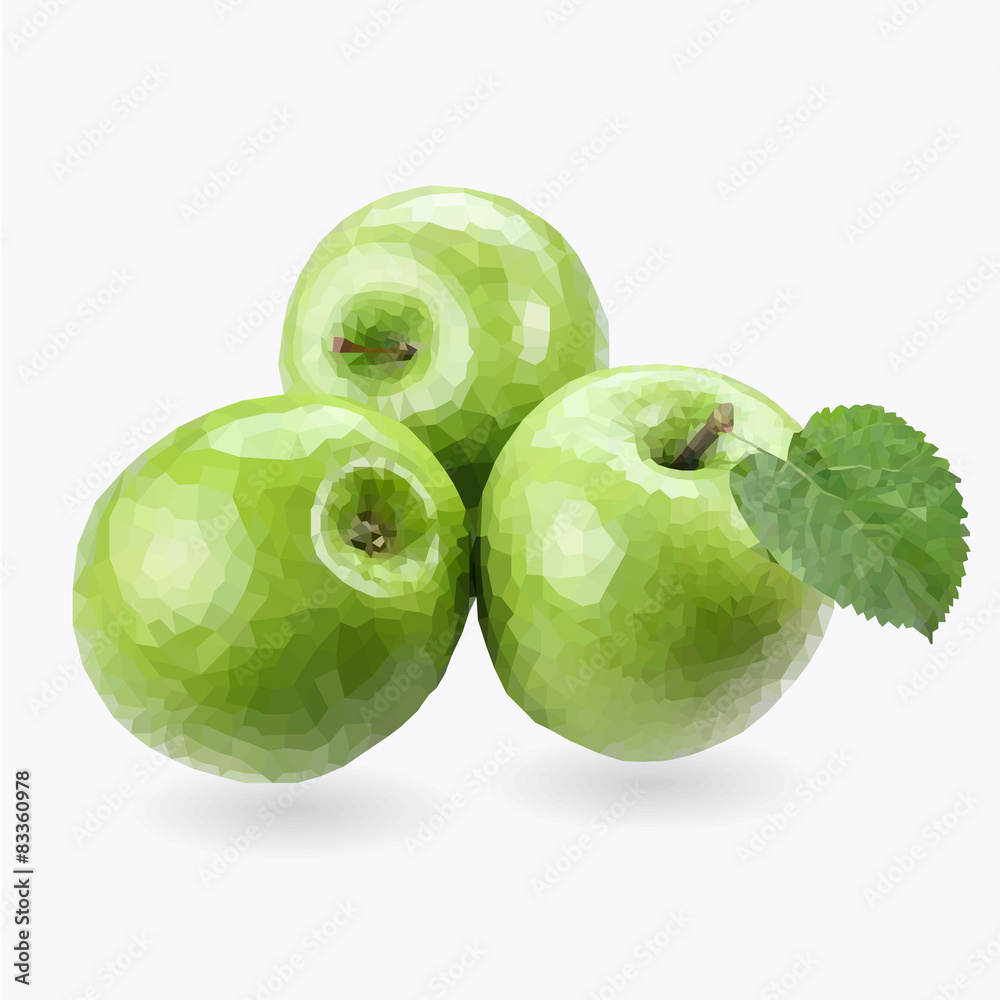 Obraz premium Green apples. Vector illustration on a white background, isolated.