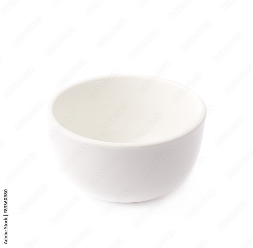 Small white ceramic bowl isolated