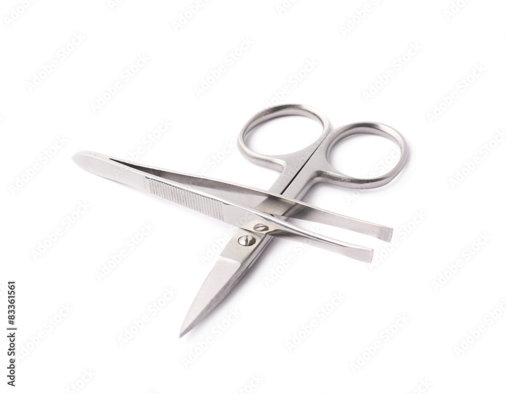 Tweezers and nail scissors isolated Tweezers and nail scissors isolated