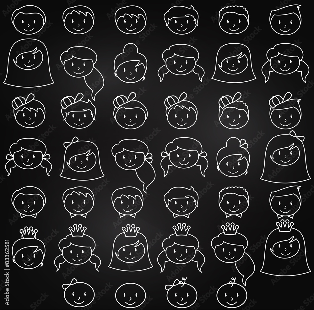 Chalkboard Stick Figure Heads in Vector Format Chalkboard Stick Figure Heads in Vector Format