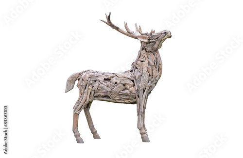 Deer wood craft  isolated on white © icedea