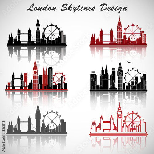 London City Skylines set with Typographic Design. eps10 vector