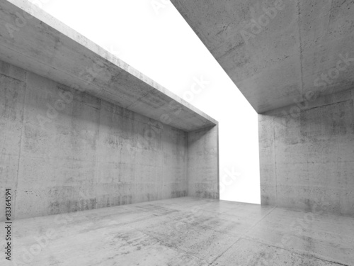 3d empty concrete nterior with white opening