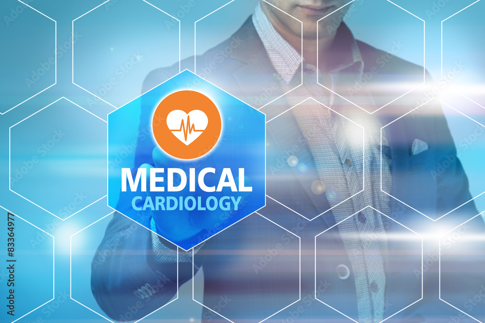 Fototapeta premium male doctor touching medical interface on modern technology