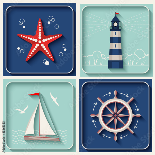 Vector marine theme icons