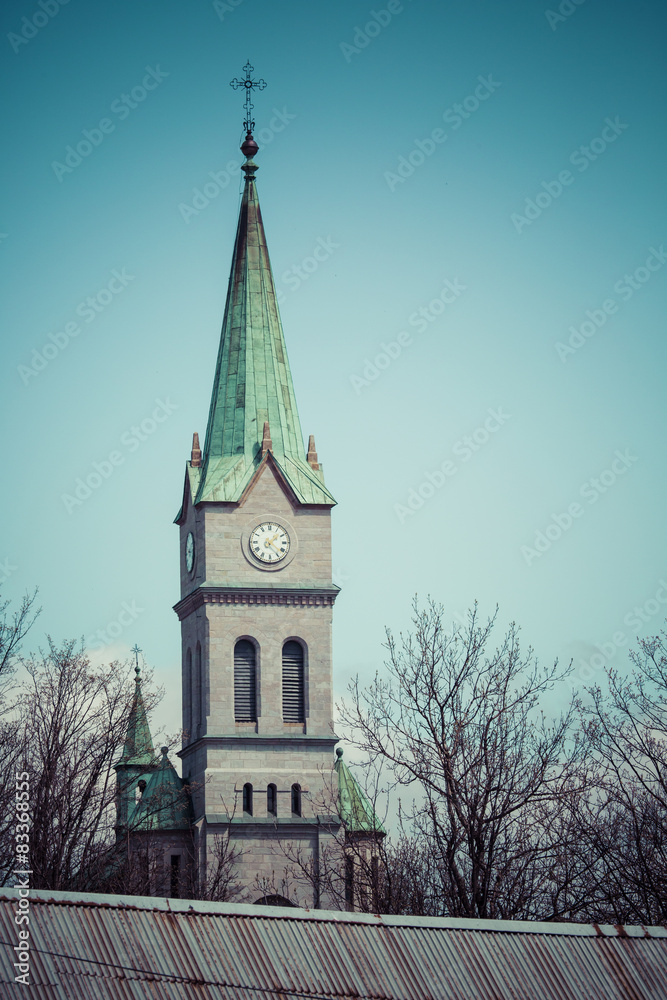 Holy Family Church in Zakopane with cross, Poland