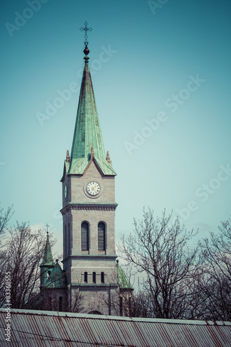 Holy Family Church in Zakopane with cross, Poland