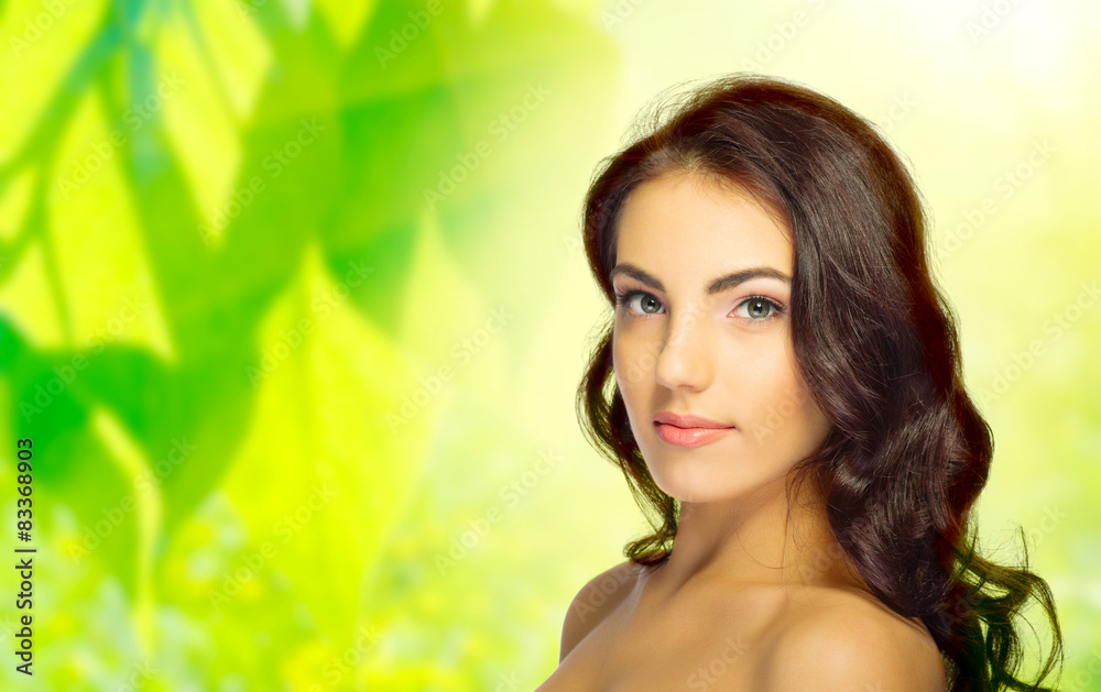 Girl on spring background Girl on spring background