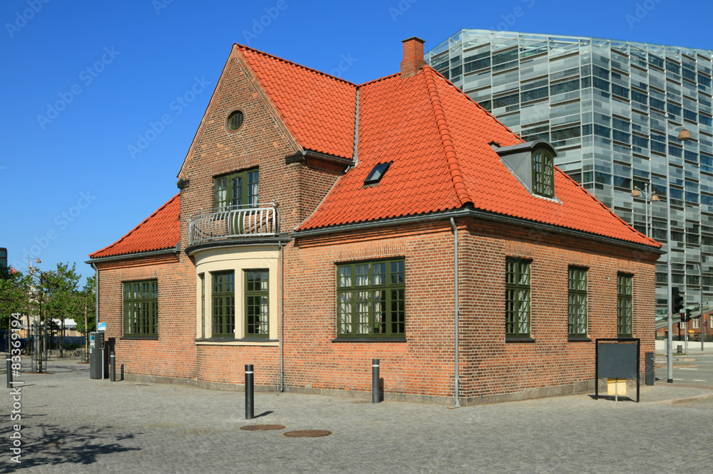 Brick house with tile roof. Copenhagen, Denmark