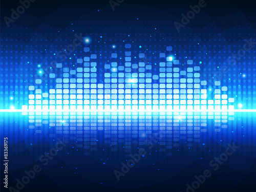 Blue Music Equalizer. Vector background.