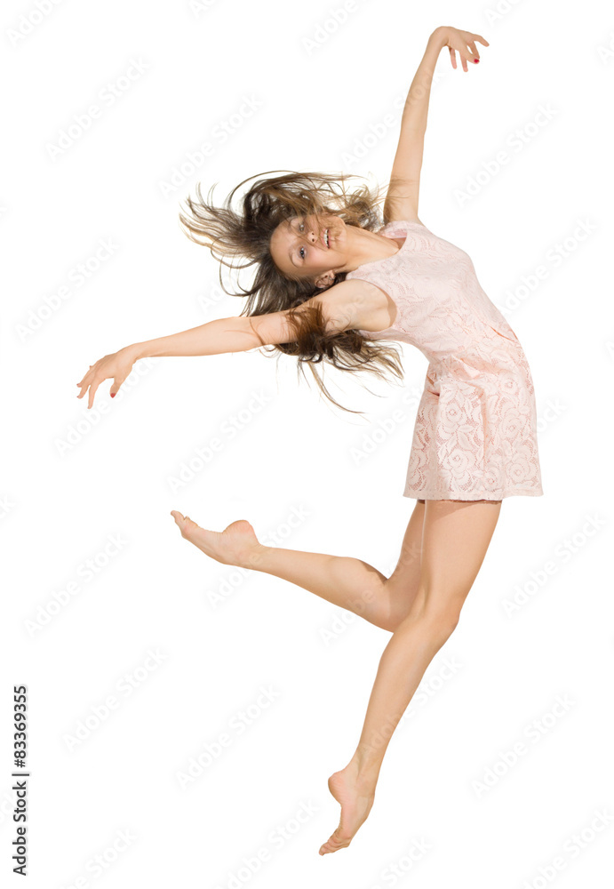 Fototapeta premium Young dancing girl isolated