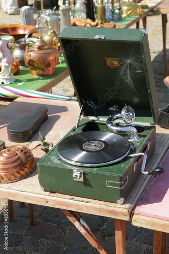 Photography Record player in flea market. Copenhagen, Denmark