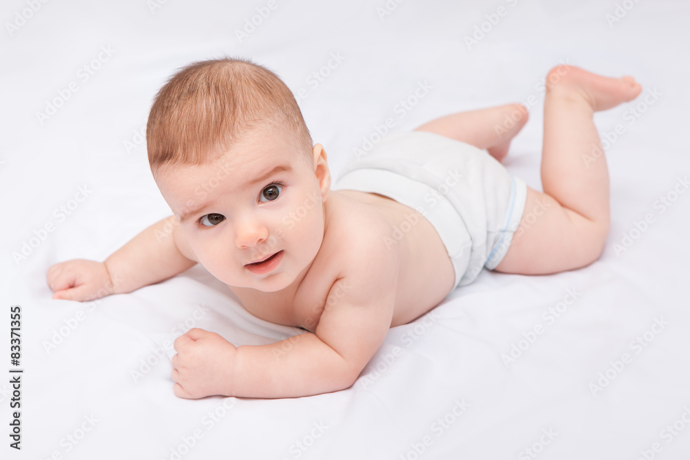 Cute smiling baby boy on white background Cute smiling baby boy on white background